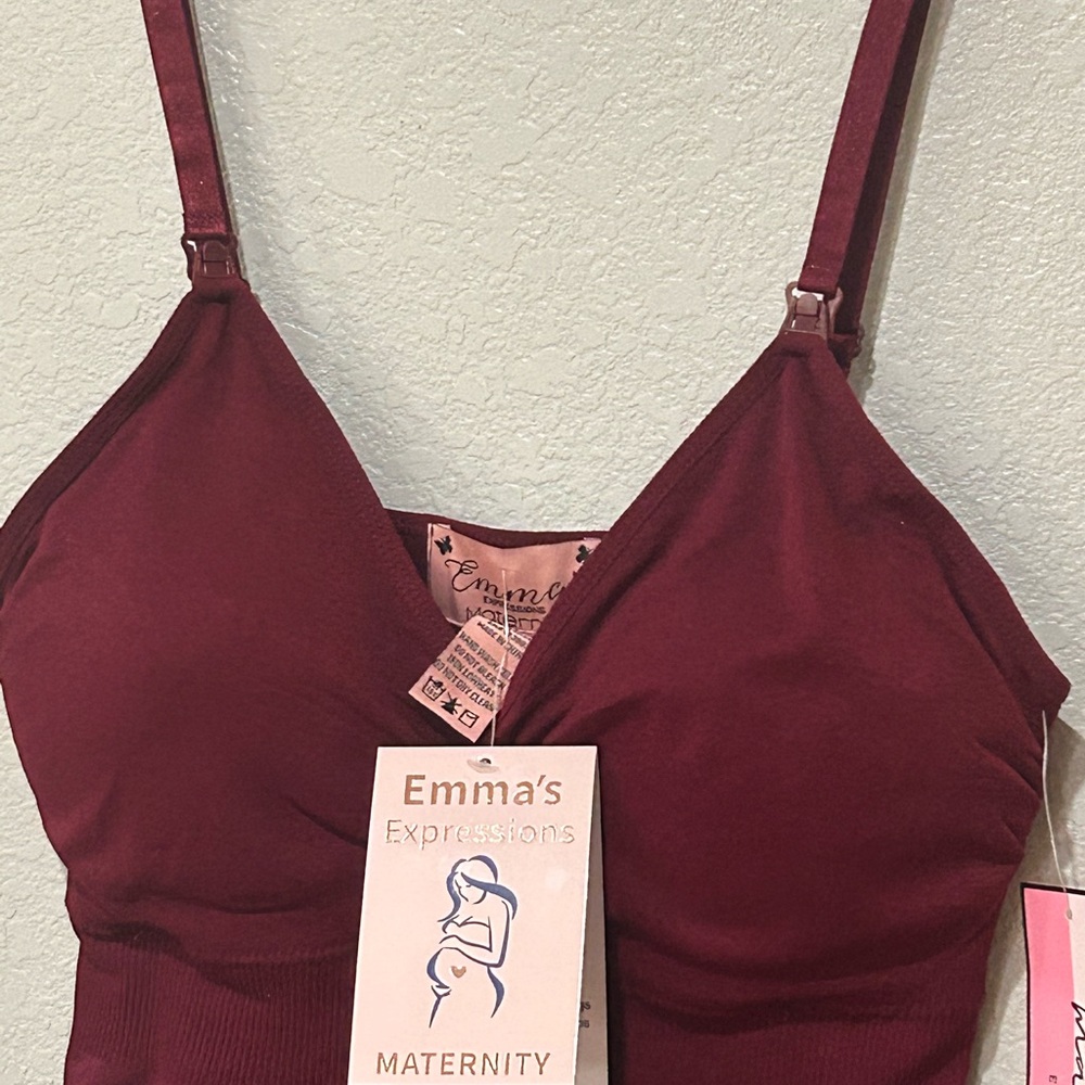 Nursing cami NWT burgundy one size stretch material 
Set of 2 tops